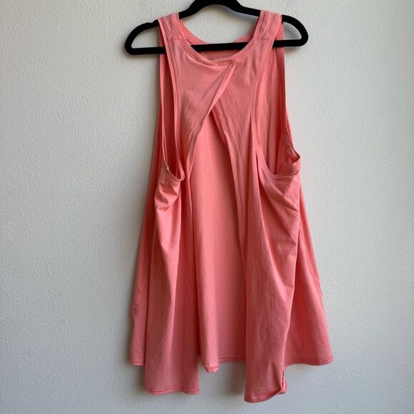 Lululemon All Tied Up Tank Light Coral Pink Pima Cotton Tie Back Size 4 Small - Picture 3 of 4